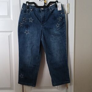 Christpher & Banks classic capris with Star Embroidery Sz 4 NWT